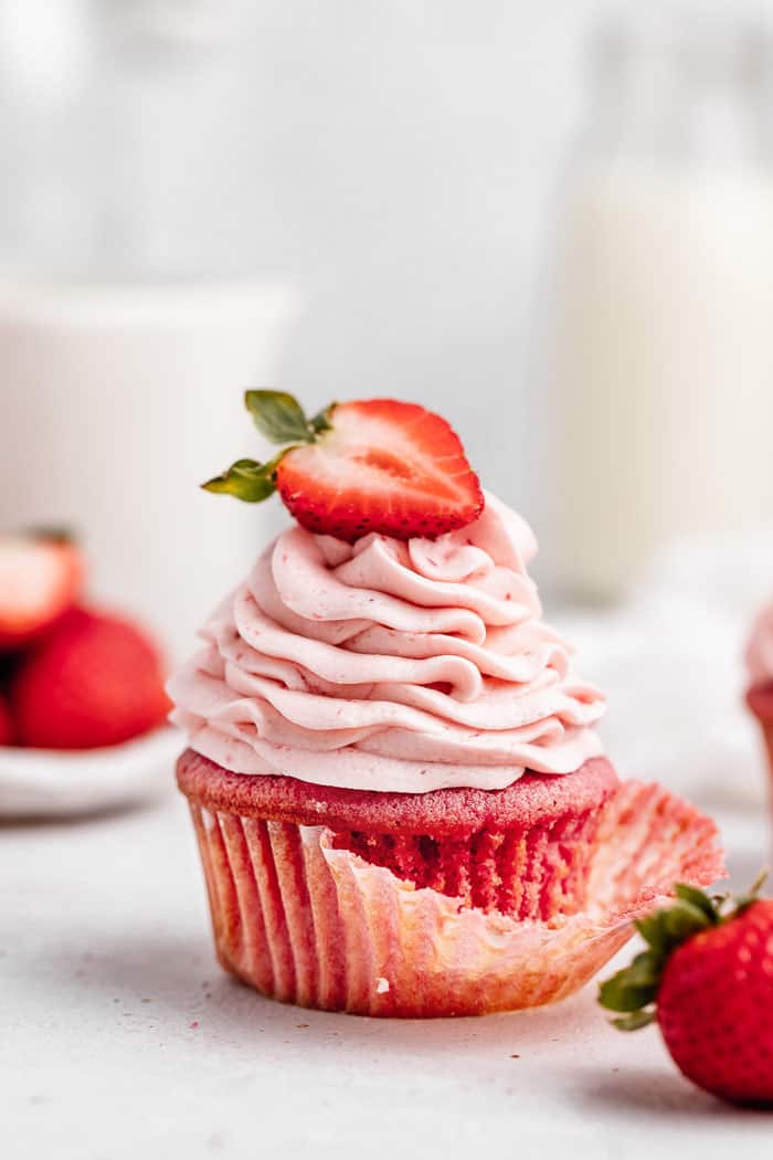 Strawberry Cupcakes with Strawberry Buttercream - Grandbaby Cakes