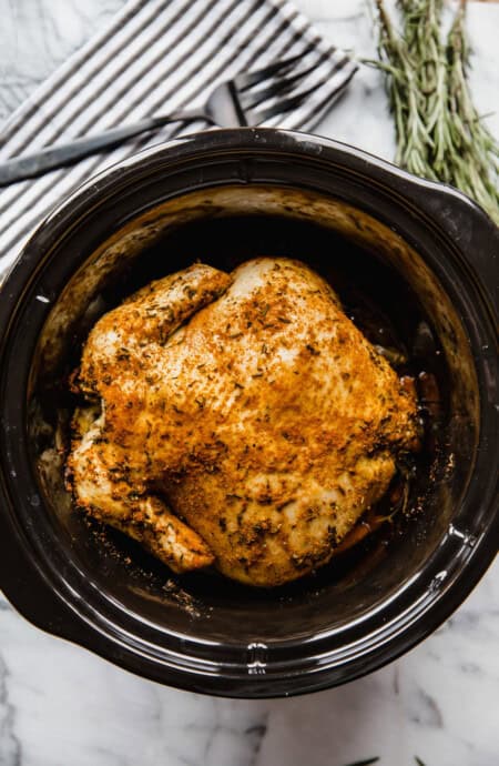 Completed Slow Cooker chicken after 8 hours - rosemary chicken recipe