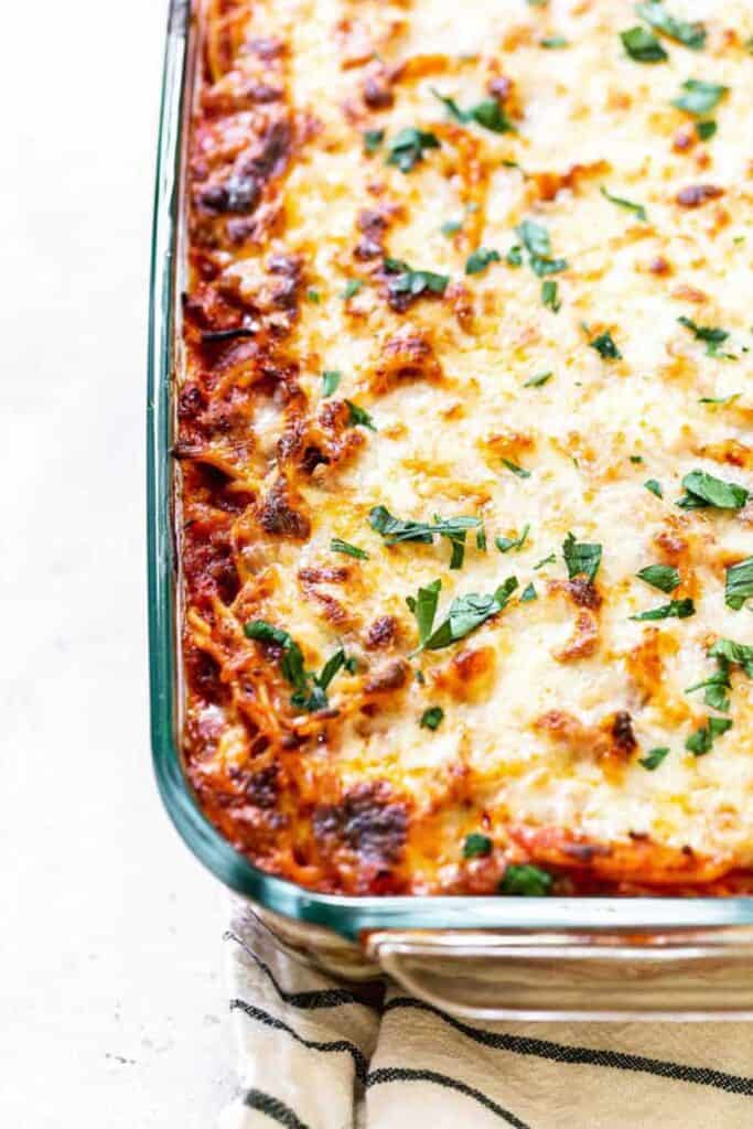 Baked Spaghetti Recipe with Layers - Grandbaby Cakes