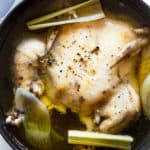 Chicken stock recipe after it has cooked over stove top