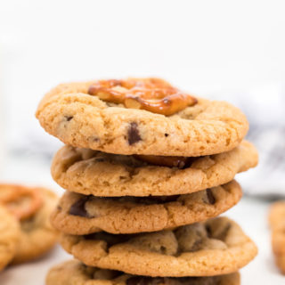 A stack of sweet and salty homemade cookies read y to serve