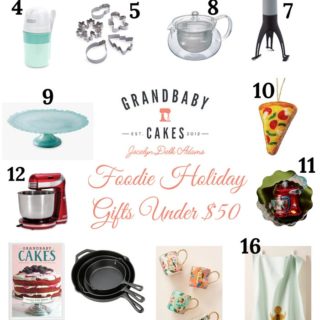 A collage of holiday Foodie Gifts Under $50 for a gift guide