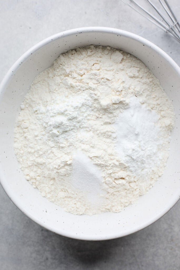 Dry ingredients in a white bowl