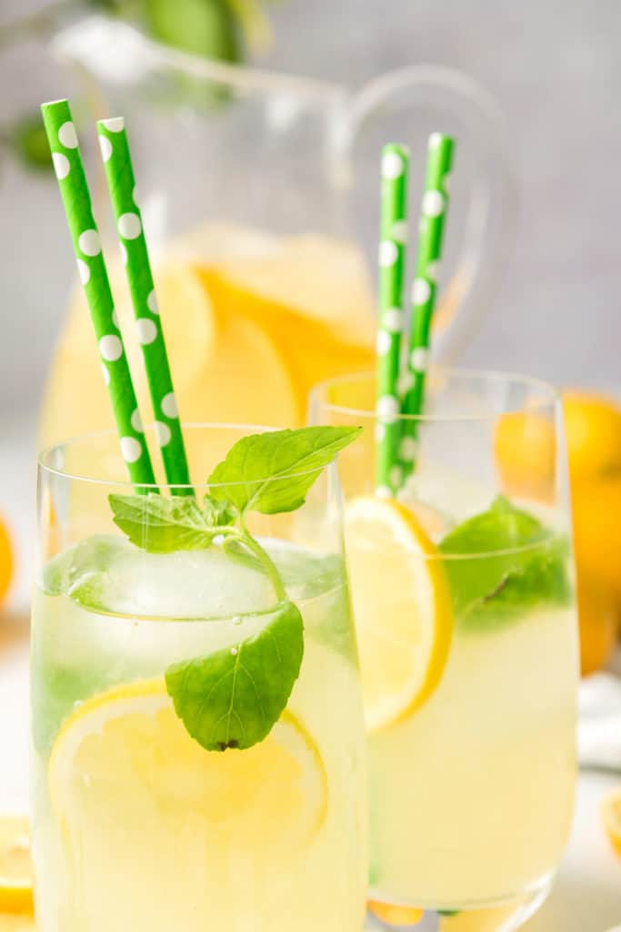 Glasses filled with a refreshing homemade lemonade recipe