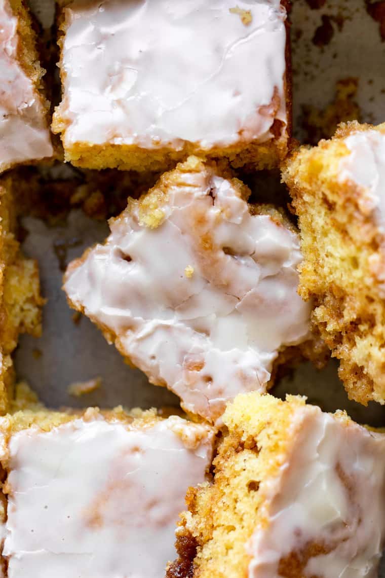 Honey Bun cake cut into slices ready to serve