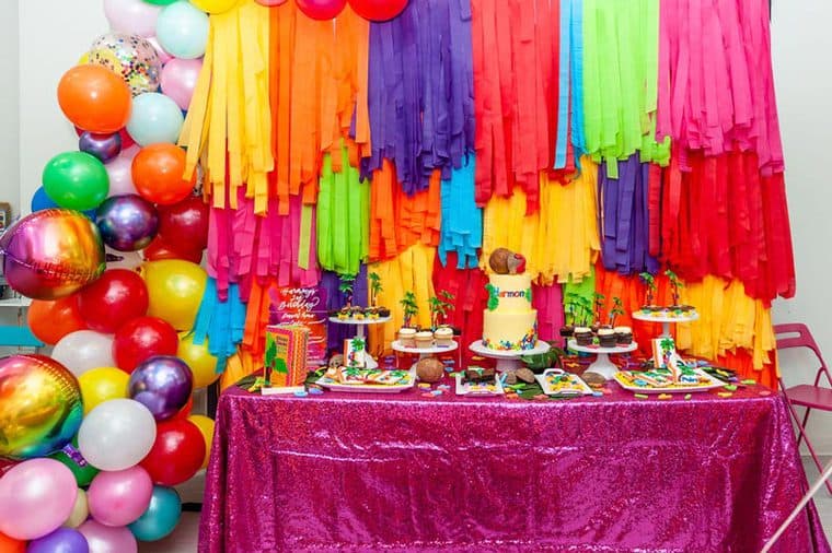 Entire balloon backdrop with dessert table at Chicka Chicka Boom Boom party