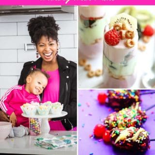 A cover for a book for 25 recipes for cooking and baking with kids