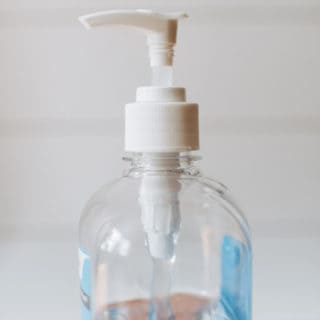 A large bottle of homemade hand sanitizer