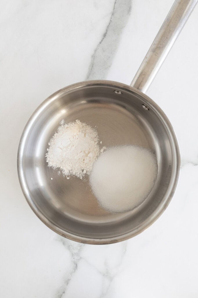 Sugar, flour and salt in a pot