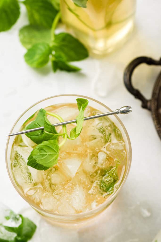 A close up of Mint Julep recipe