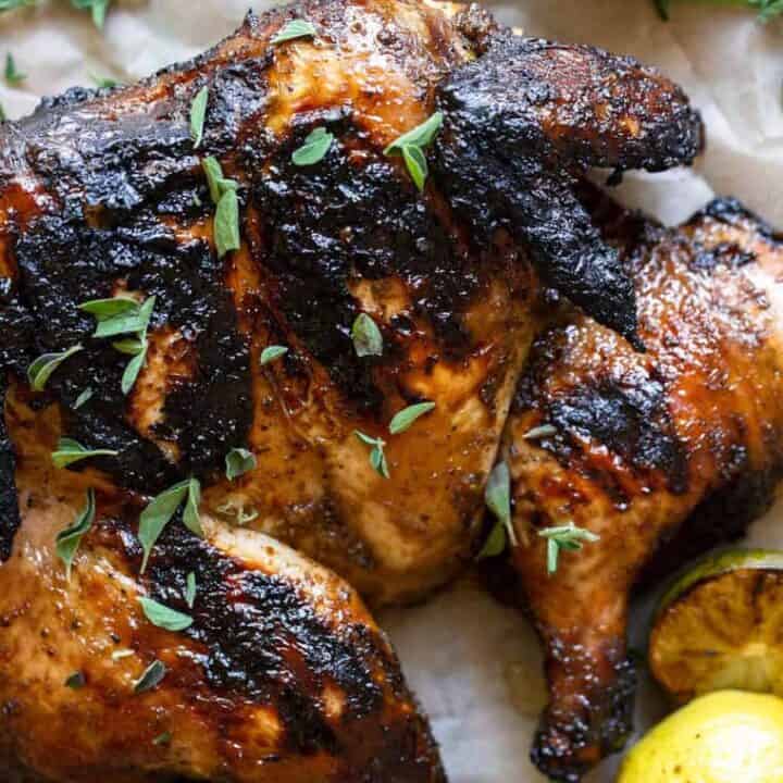 Marinated Grilled Spatchcock Chicken - Grandbaby Cakes