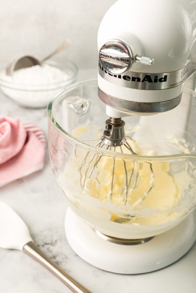 Butter mixing in stand mixer bowl