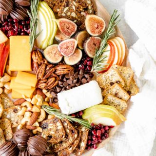 A close up of a beautiful holiday dessert board ready to serve for entertaining