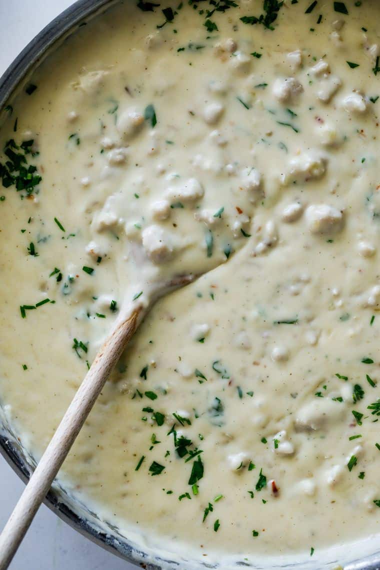 a major close up of sawmill gravy ready to serve