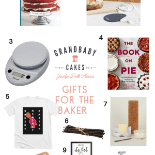 A collage of gift guide presents for the baker in 2020
