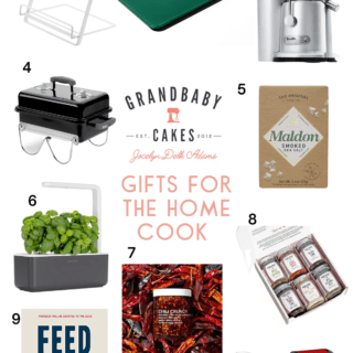 A collage of gift guide presents for the home cook in 2020