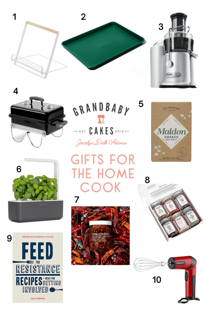 A collage of gift guide presents for the home cook in 2020