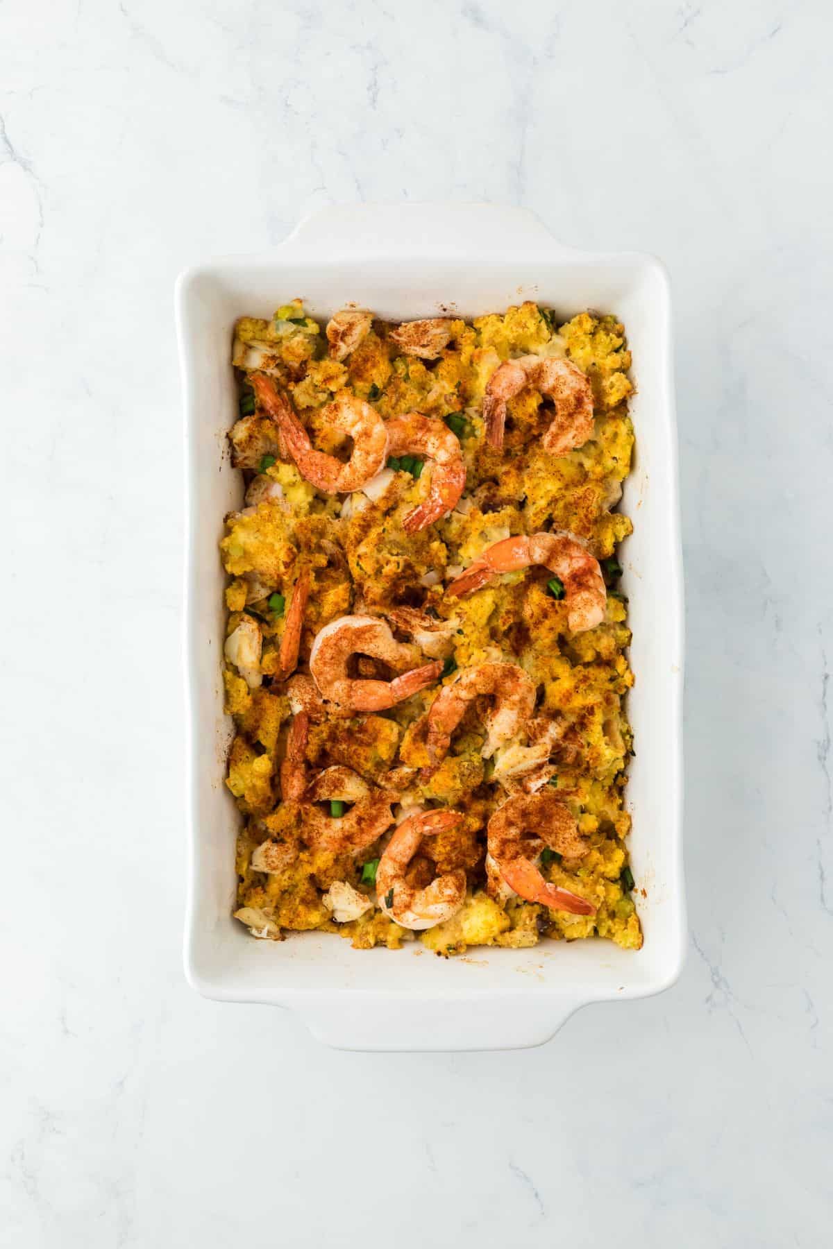 Fully baked seafood dressing