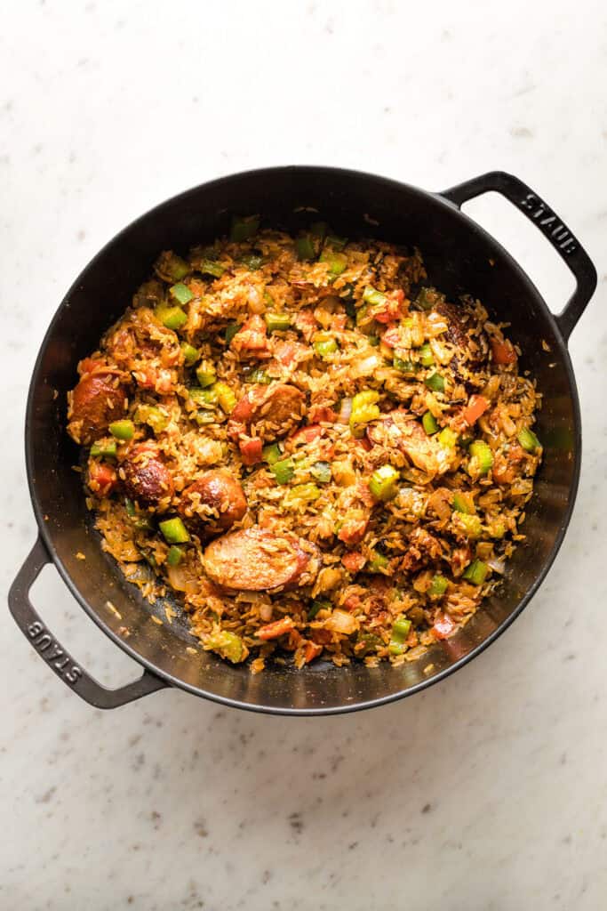 Simple easy jambalaya skillet ready to enjoy