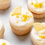 A gathering of cupcakes with lemon flavor ready to be eaten
