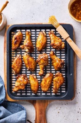 Honey garlic sauce brushed on wings and put back in air fryer