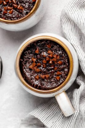 Two delicious mug brownies out of the oven