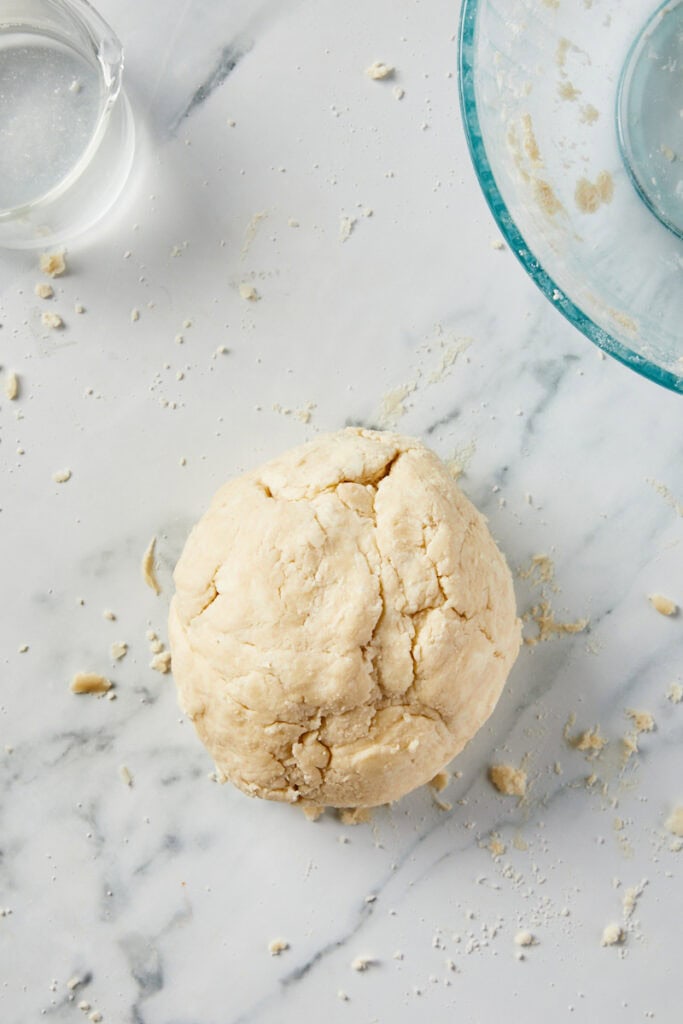 A dough round from making pie dough for hand pies