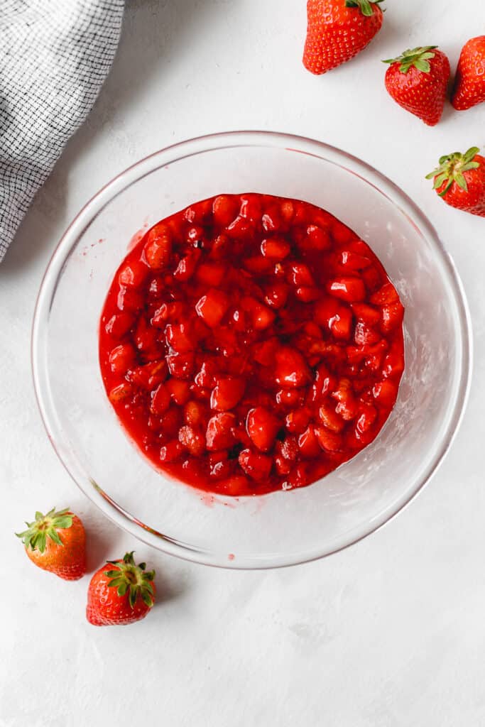 Strawberry filling in a pot to make strawberry hand pies