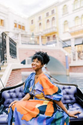 Jocelyn Delk Adams on gondola ride at The Venetian Las Vegas