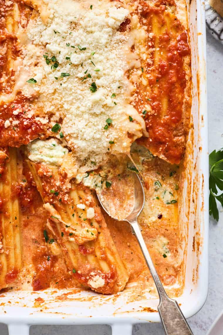 Cheese Manicotti with Spinach
