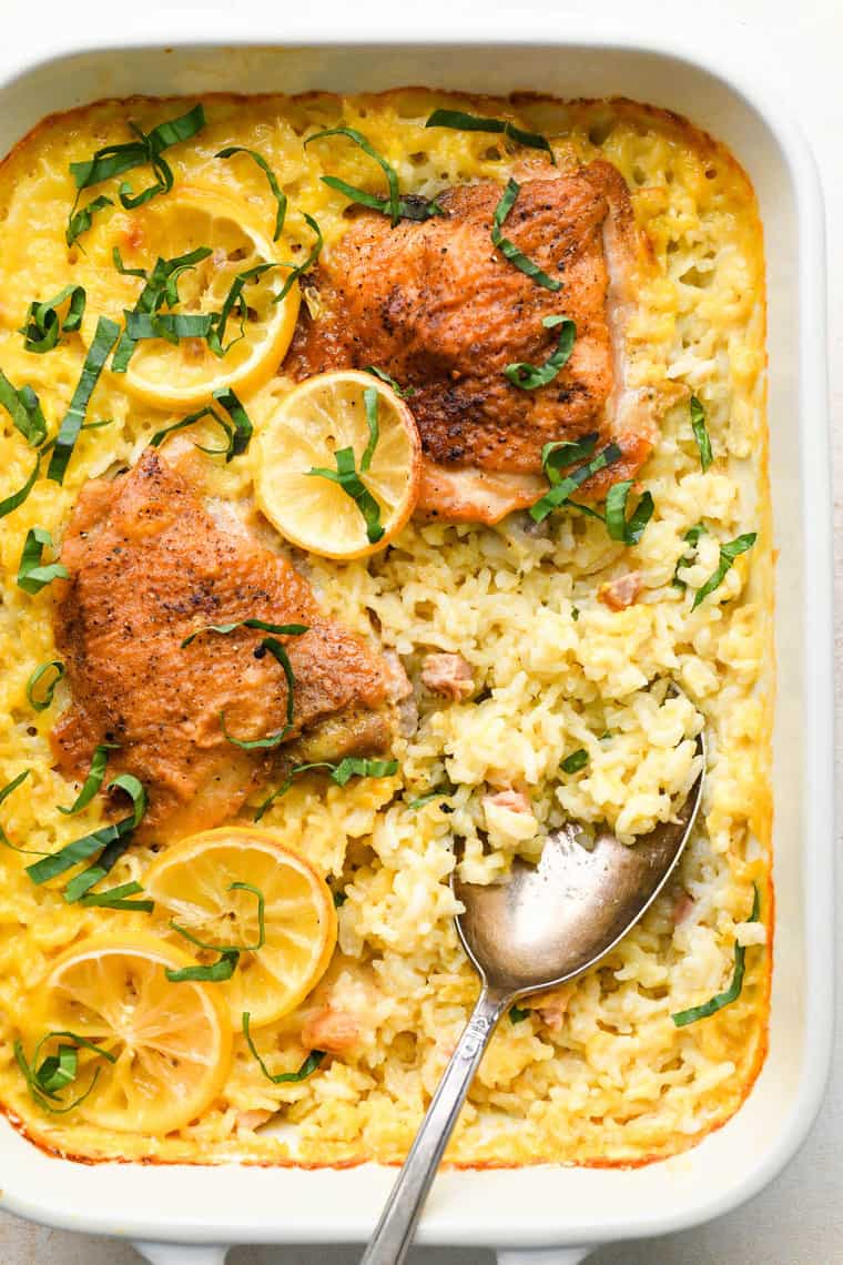 Lemon Chicken and Rice Casserole - Grandbaby Cakes