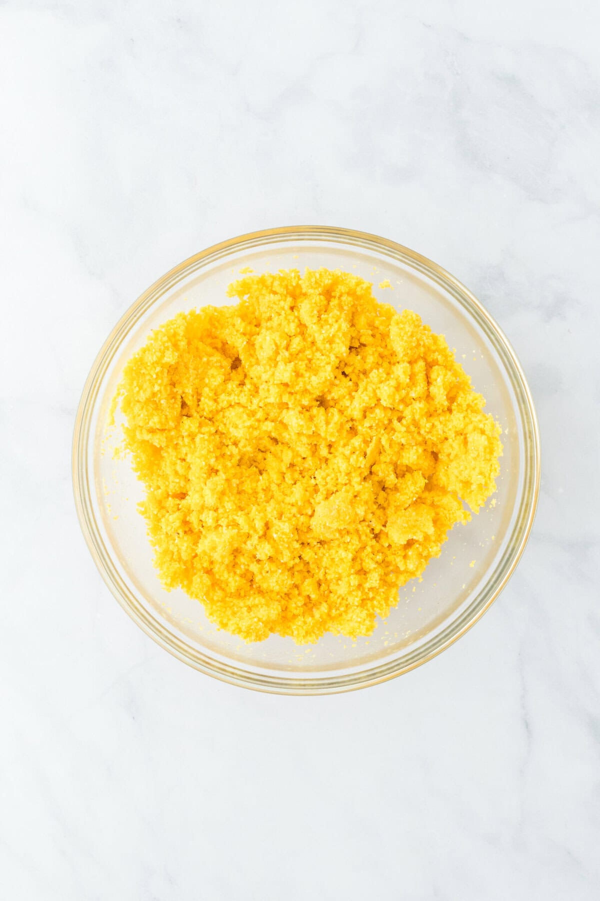 Boiling water added to cornmeal mixture