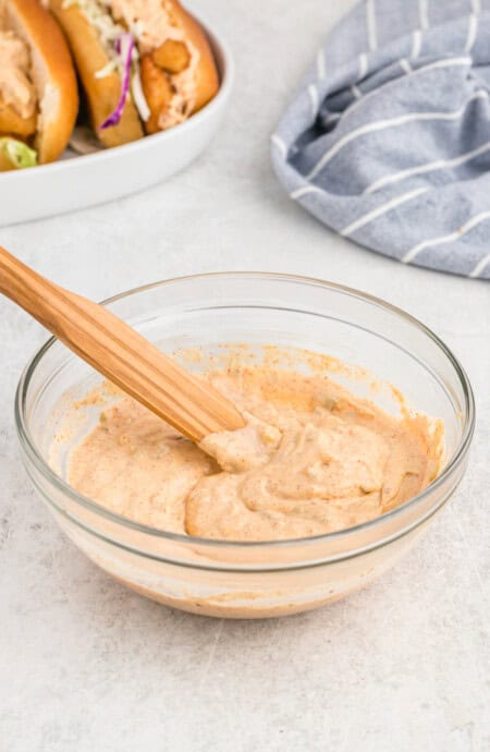 A bowl of remoulade sauce ready to serve