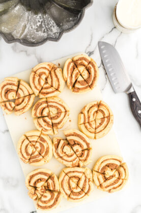 Canned cinnamon rolls cut into pieces