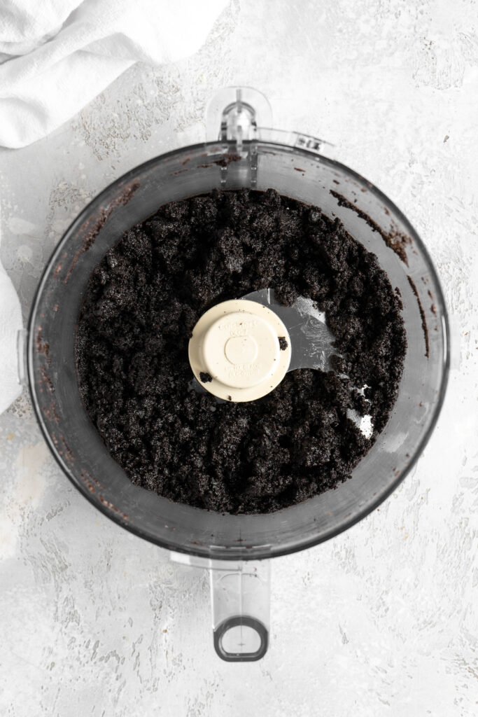 Oreos in a food processor turned into crumbs