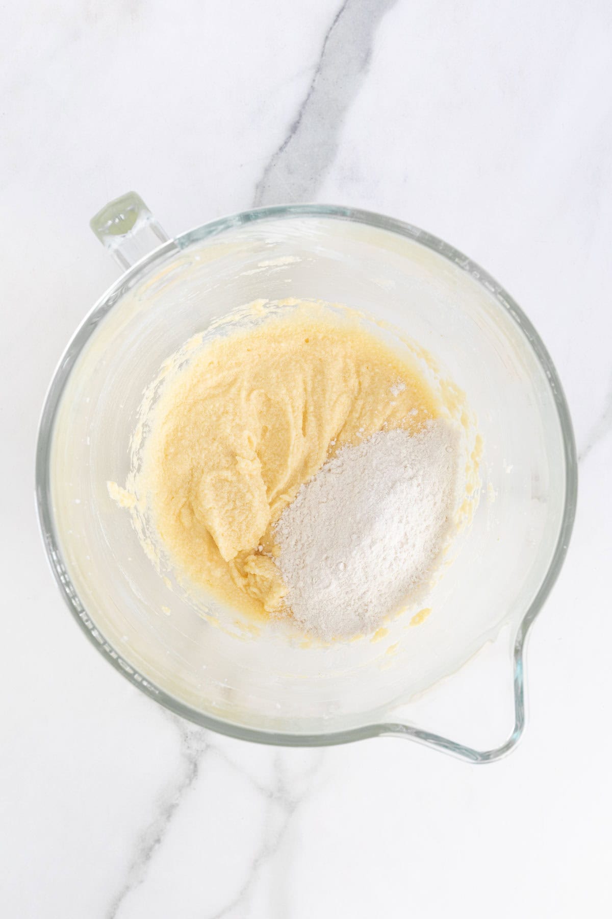 Dry ingredients being mixed in