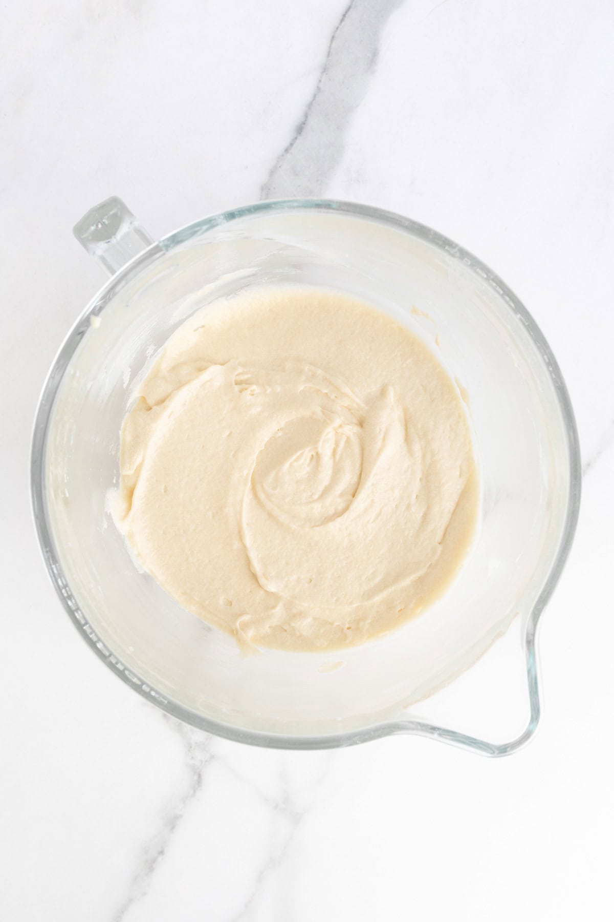 Smooth cake batter fully mixed