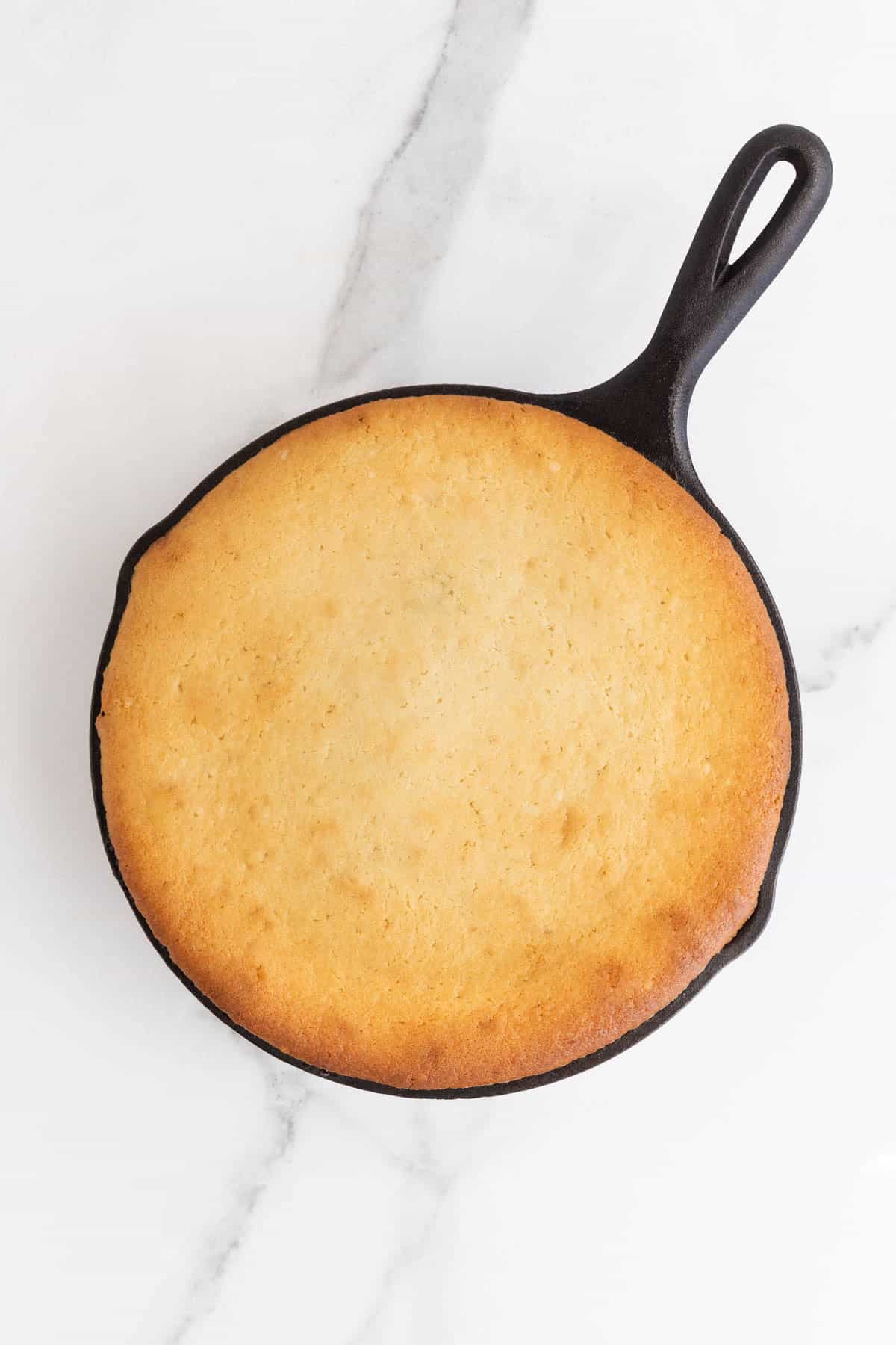 Baked cake in skillet