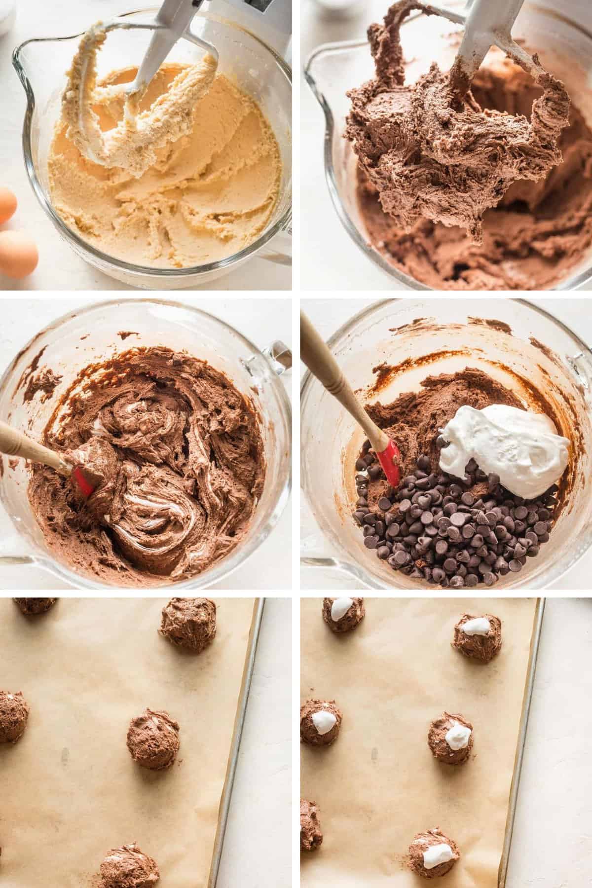 hot chocolate cookie step by step photo collage.