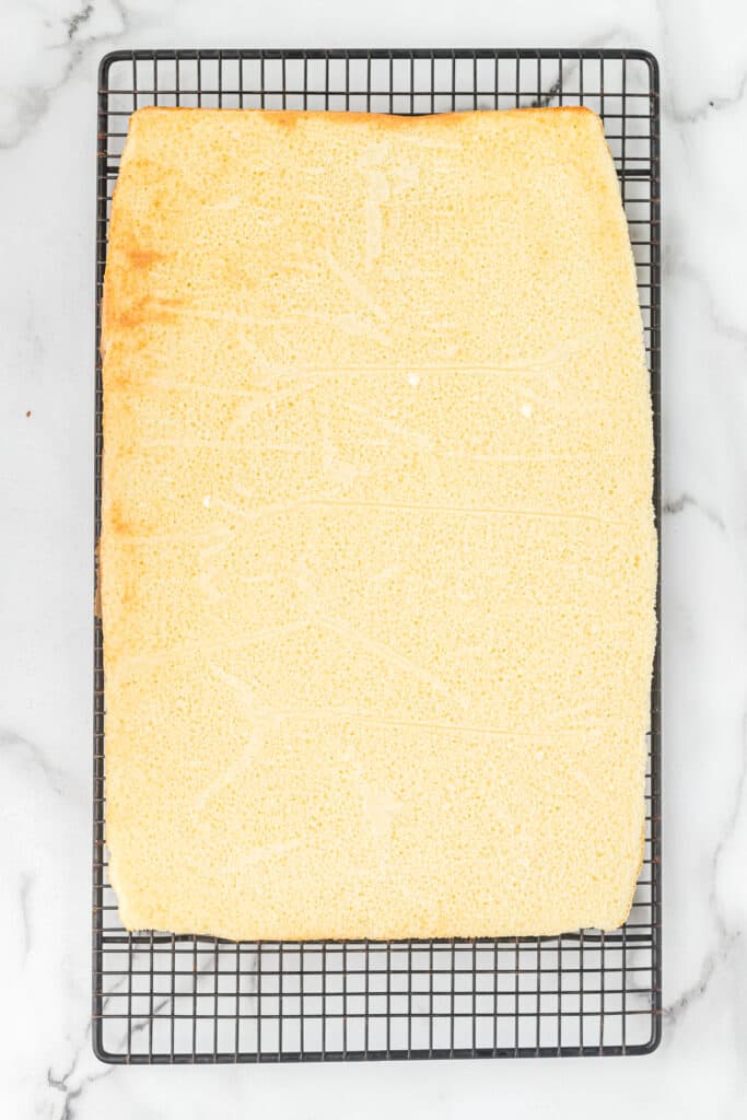sheet cake on a wire rack