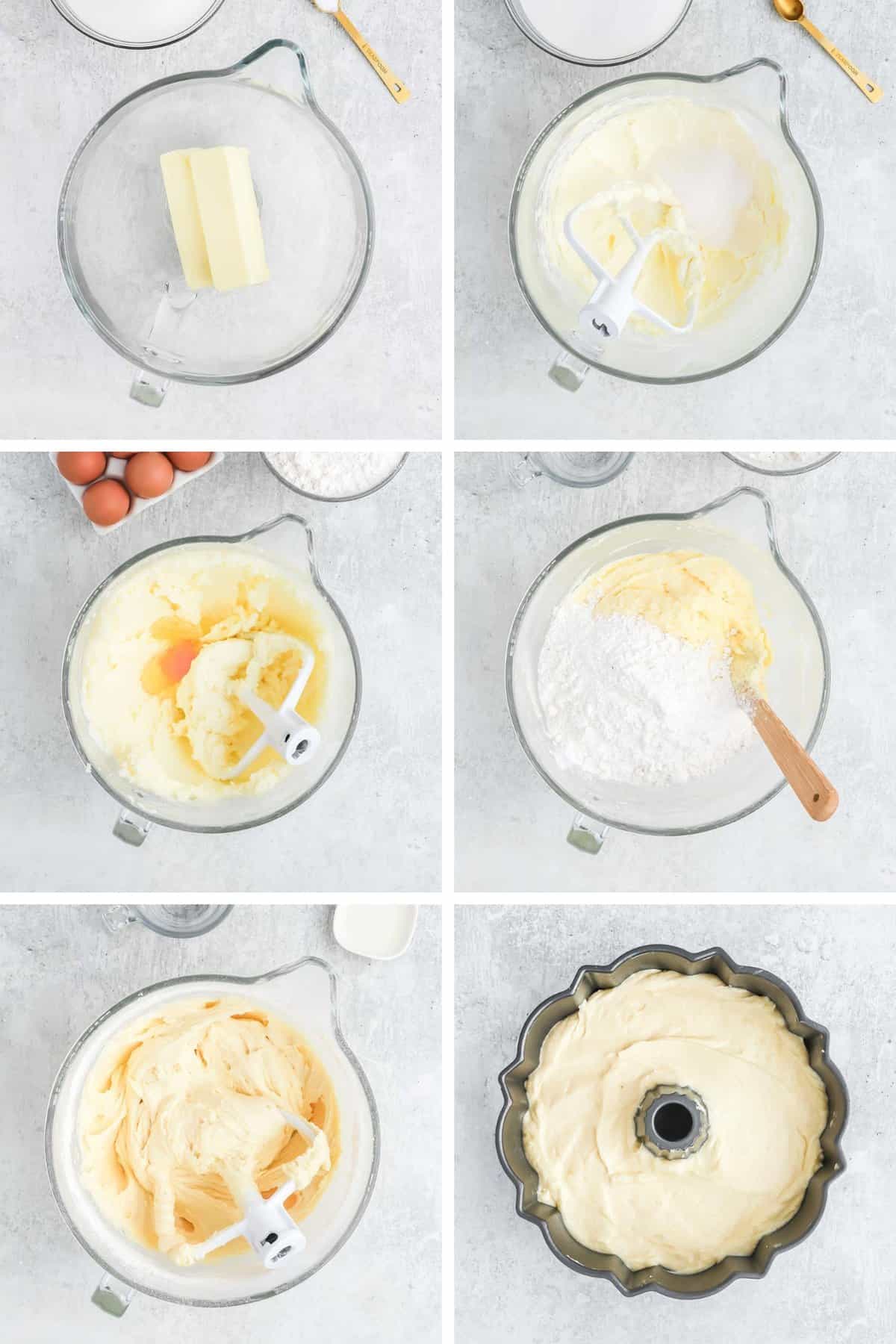 7 up cake step by step photos in a collage.