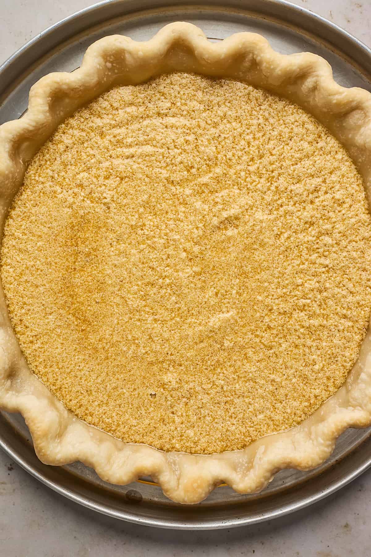 Honey cream pie filling in a pie shell.