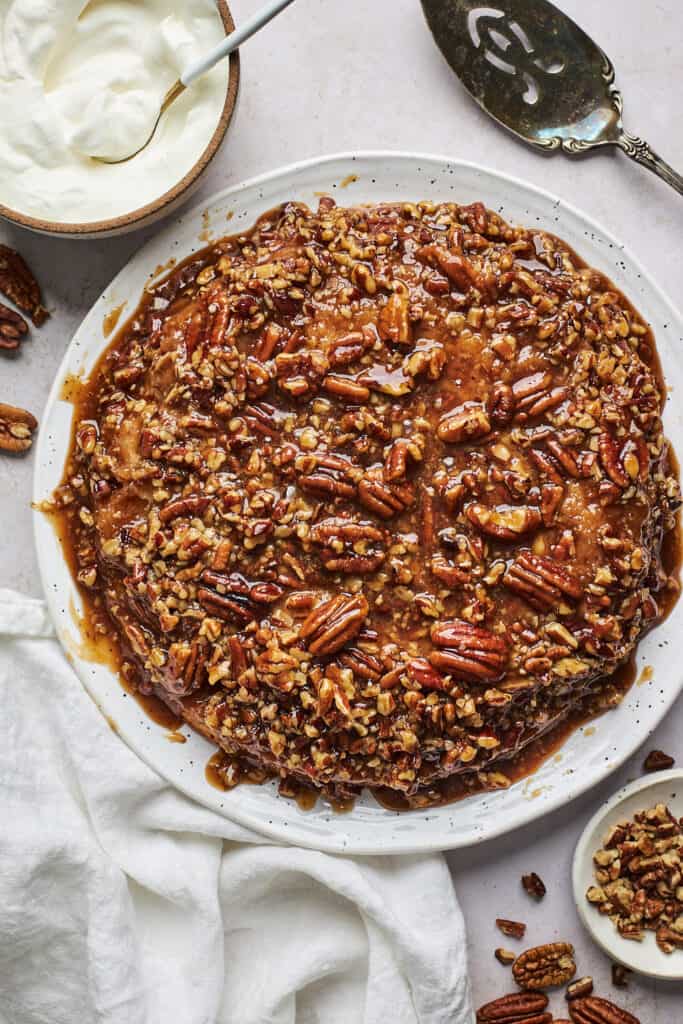 finished pecan pie upside down cake