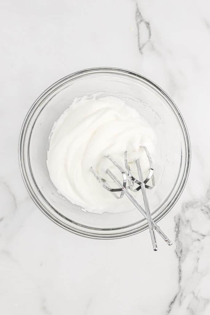 eggs whites beaten into stiff peaks