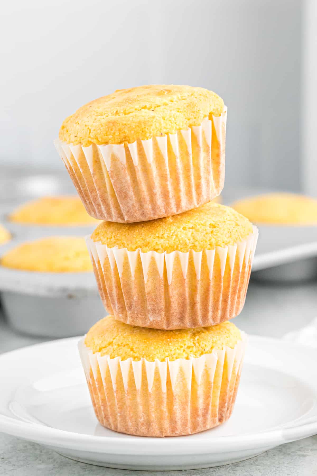 Corn muffins stacked on top of each other
