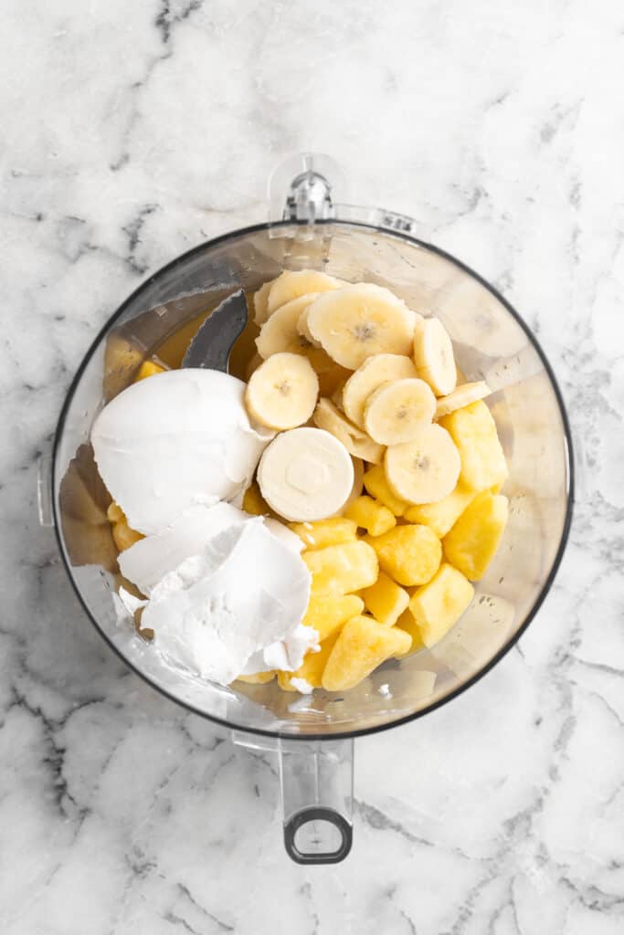 pineapple whip ingredients in a food processor