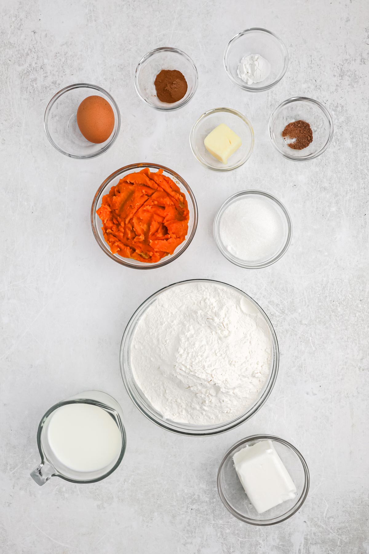 Ingredients to make sweet potato biscuits on the counter.