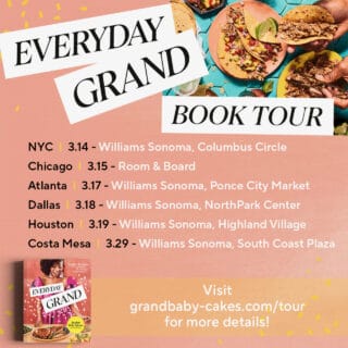 Graphic listing book tour dates and locations.