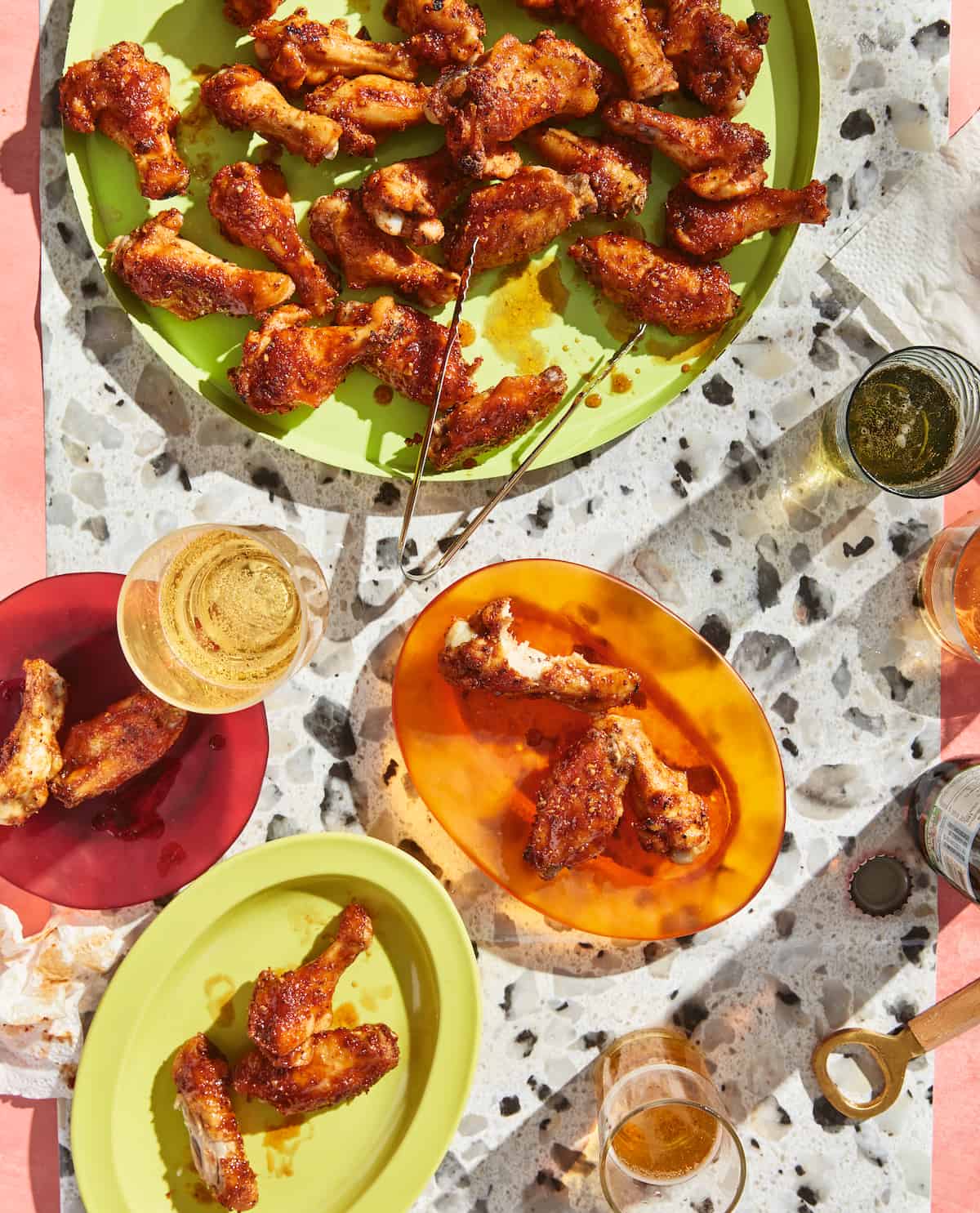 Bourbon Brown Sugar Wings on a green serving platter.