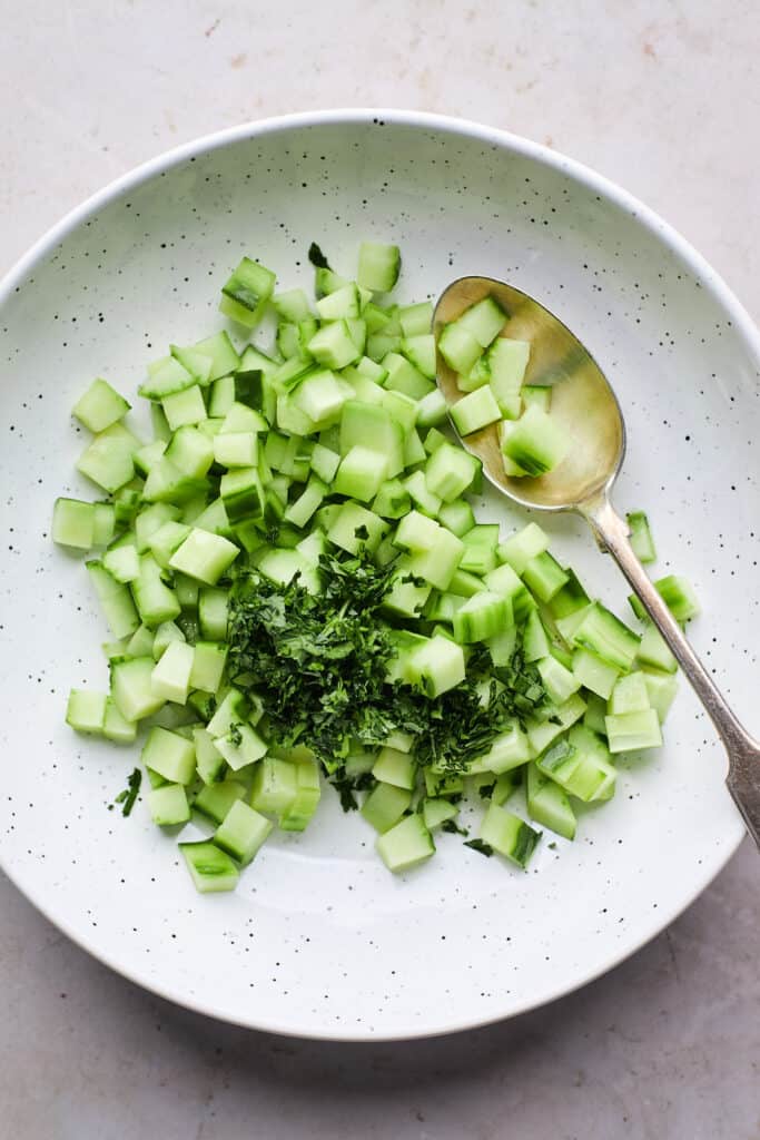 An easy cucumber salad in a large bowl
